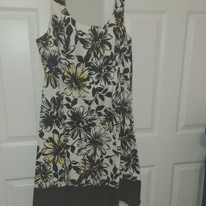 Beautiful Floral Print Dress - Black and Yellow